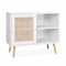 Alice's Home Sideboard Weiß mit Rattangeflecht 80 x 39 x 65,8 cm - 2 Ebenen - 1 Tür - Skandinavische Möbelbeine
