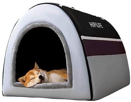 Vansza Indoor Hundehütte, rutschfeste abnehmbare Hundehütte für große Hunde, Haustier-Winterbedarf mit flauschiger Matte für Katzen, Kätzchen, Welpen