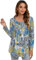 Enmain Women's Tunic Tops Plus Size Tunic Tops for Leggings Long Sleeve Ladies Blouse T Shirt Buttons Up Floral Printed Ladies T-Shirt,L1-Blue/White,2XL