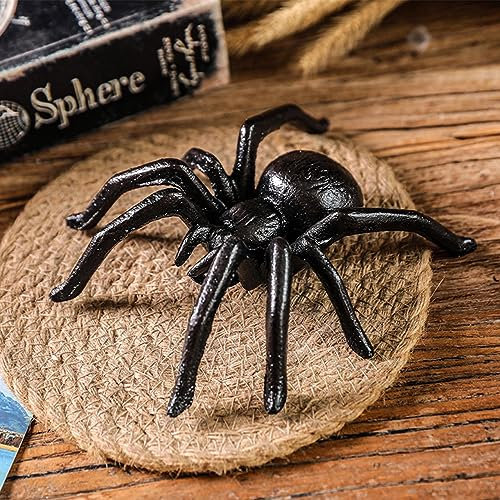 Metal Spider Figurine Vintage Cast Iron Spider Ornament Solid Animal Sculptures Spider Decorations For Halloween Artware Collectible Figure For Home Workplace Garden Ornament
