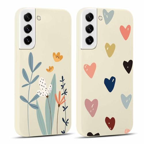 Yoedge 2 Pezzi Cover per Samsung Galaxy S21 FE 5G 6,4, Ultra Sottile Leggero Morbida TPU Custodia in Silicone Antiurto Antigraffio Protettiva Case con Disegni per Samsung S21 FE, Amore Cuore & Fiore
