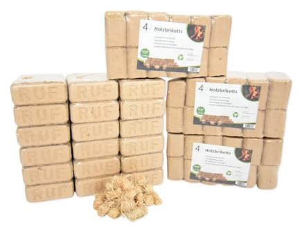 Holzbrikett Premium Qualität Langlebige Brenndauer, Umweltfreundlich, Hohe Heizkraft & Wenig Asche ? Perfekt für Kamin, Ofen und Heizsysteme - 60 KG Holzbrikett