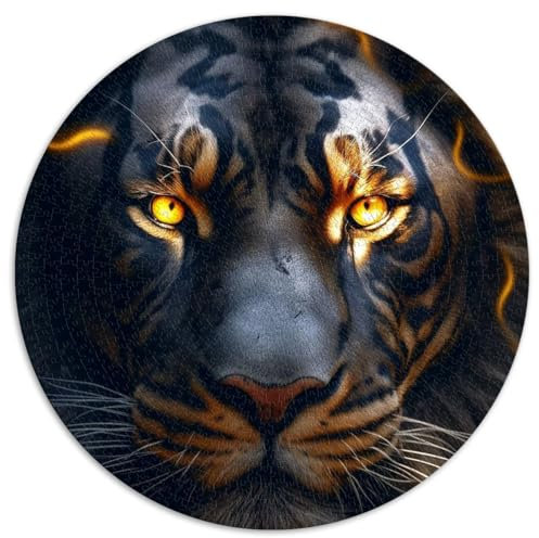 Puzzles für Erwachsene, 1000-teilige runde Puzzles „Schwarze Löwen des Blitzes“, geeignet für Kinder ab 12 Jahren, Papppuzzles, Lernspielzeug, Lernspielzeug, Familienspiele, Größe: 67,5 x 67,5 cm