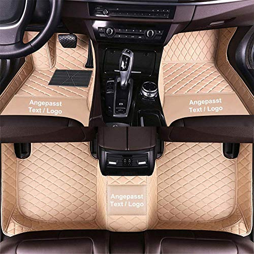 Anpassen Fußmatten für Land Rover Range Rover Discovery Evoque Sport Velar Vogue Defender Freelander,PU-Leder Allwetter rutschfeste wasserdichte Auto Fussmatten Set (Beige)