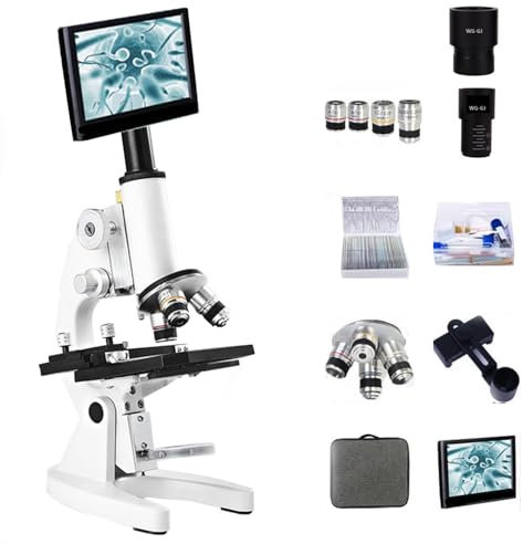 Kngiybo Microscope Professionnel, Biologie Optique 10 000 Fois, Usage Domestique électronique Haute Définition, Pied à Coulisse Mobile, Quatre Multiples Disponibles, Cadeau étudiant(Size:A)