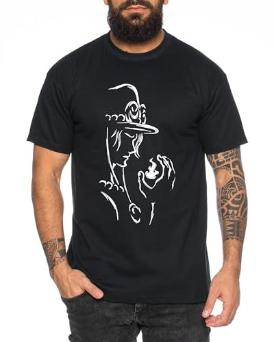 Ace Fire - Herren T-Shirt Straw Hat Luffy Zoro One Monkey D. Pirat Ace Piece Goku Anime Ruffy, Größe:XL, Farbe:Schwarz