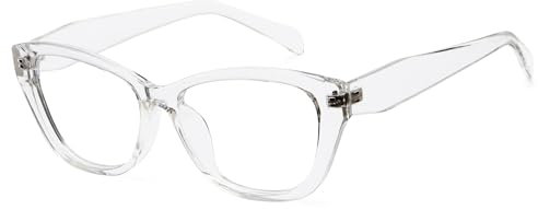 Cyxus Nerd Brille Ohne Stärke Blaulichtfilter Brille Herren Damen Katzenauge Mode Retro Brillenfassung Stil für PC TV Tablet Unisex （8154T34 Durchsichtig