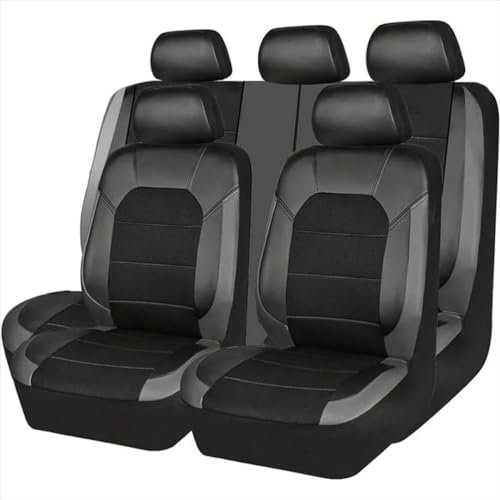 SSIMOO Auto Sitzbezüge Set Autositzbezüge für Nissan Micra K14 K13 C+C 2005-2022, Vorne Und Hinten PU Leder Auto-Schonbezüge Wasserdicht Zubehör Innenraum,B/Black-Gray