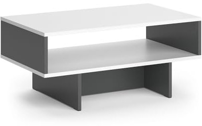 Vicco Couchtisch Josef, Couchtisch mit der Ablage, Anthrazit/Weiß, 80 x 46,2 cm mit 1 Regal