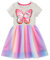 JinBei Kleid für Mädchen Einhorn Kleider Kinder Regenbogen Tüll Pailletten Grau Baumwolle Kurzarm Partykleid T-Shirt Tutu Hochzeit Sommerkleid Alter 3-4 Jahre, Schmetterling Muster