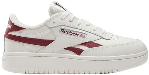 Reebok Damen Club C Double Revenge Sneaker, Chalk/Chalk/Classic Burgundy, 38.5 EU