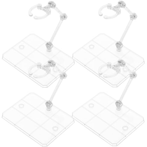 SHINEOFI 4Pcs Action Figure Display Holder Assembly Display Holder Base Adjustable Doll Model Support Stand Doll Figure Racks Compatible with HG RG SHF 1/144 Toy, Transparent