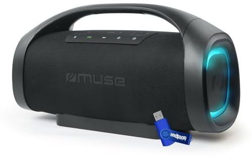 Enceinte Bluetooth HiFi Muse M-980 BT USB sur Batterie - 300W LED - IPX6 Resistance aux Projections+ clé USB 32gigas