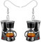 TIZURO Acrylic Cool Coffee Maker Machine Earrings Bean Grinder Pot Dangle Novelty Jewellry For Women Coffee Drinker Lovers Gifts (Brown)