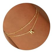 TINGN Gold Schmuck Damen - Gold Armband Damen Layered Armband mit Buchstaben K Armbänder Personalisiert Charm Armband für Teenager Mädchen Damen Geschenke für Frauen Armband Damen Gold Armkette Damen