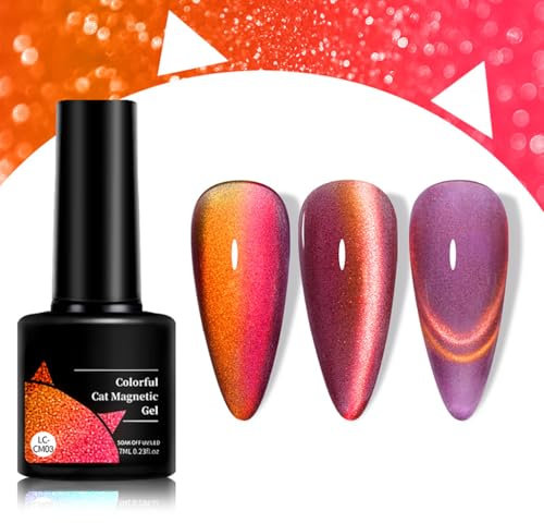 Cat Eye Gel Nail Polish, Double Illusion Glitter Pink Cat Eye Nail Gel Polish, Magnet Sparkle Glitter Gel Nail Varnish Soak Off UV Led gel nail lamp Home DIY Manicure (Pink #CM03)