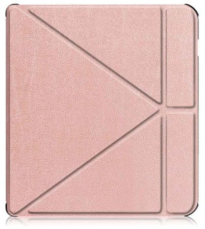 Huanghua Coque de protection pour liseuse Kobo Libra H2O compatible avec Kobo Libra H2O modèle N873, coque de protection automatique mise en veille et réveil (or rose)
