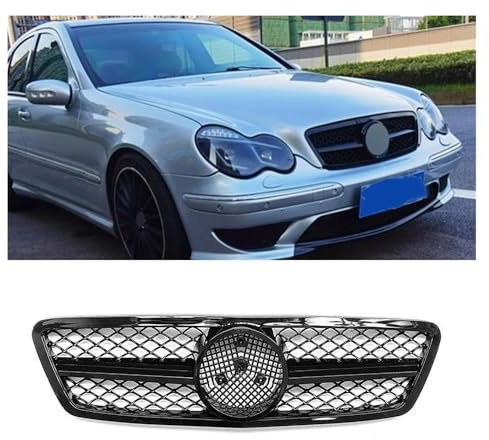 HJKJNBF Parachoques Delantero Parrilla, para Mercedes Benz CClass W203 C200 C240 C280 C320 2001-2007 Rejilla de Parachoques Frontal para capó Malla de Entrada