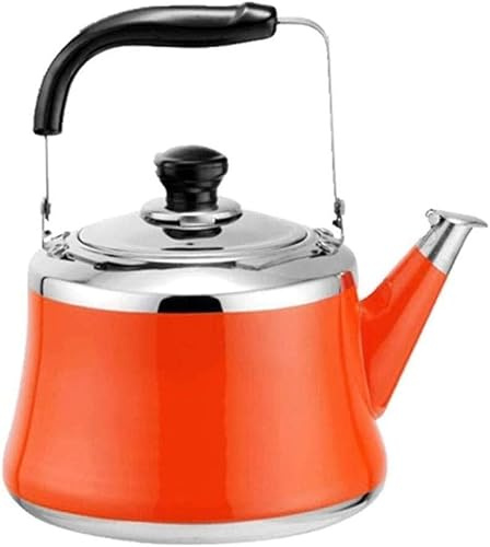 MOZ4dxy Electric kettle Food Grade 304 Stainless Steel Lightweight Induction Kettle With Traditional Vintage Spout For Stovetop Or Stovetop Coffee Pot Tea Kettle(Orange,4L)