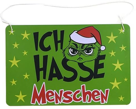 M.Kritzinger's Weihnachtsdeko Schilder Festtags-Muffel, 21x14cm, 2 Designs (Ich Hasse Menschen)