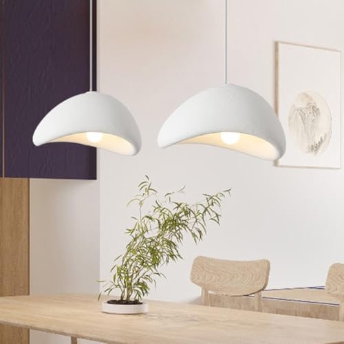 HEYUN Moderne Pendelleuchte Japanischer Wabi-Sabi-Stil E27 Weißer Kreativ Kronleuchter Esstisch Hängeleuchte Innenbeleuchtung Verstellbare Heimdekoration Für Esszimmer Küche Inselleuchte(B,40CM)
