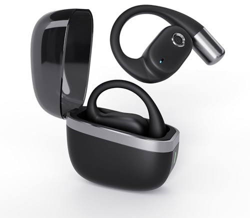 VEN-DENS Bluetooth 5.4 Open-Ear Headphones, Wireless Sport Earbuds with Air Conduction, Ergonomic Ear Hook Design, 45 Hours Playtime, 14.2mm Bass Drivers, Hi-Fi Sound for Running and Workouts