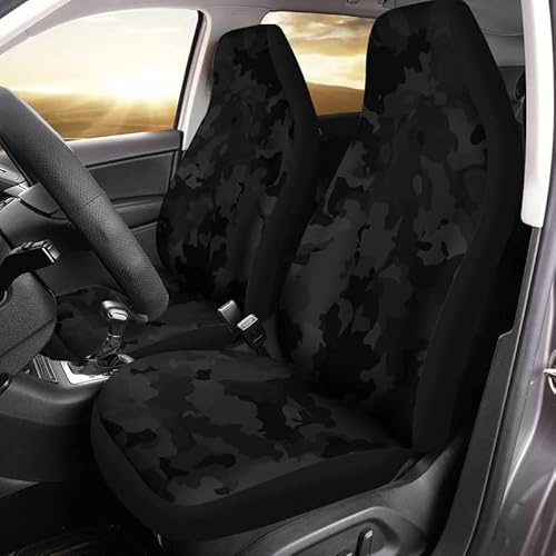2Er Set Schonbezüge Autositz, Schwarz-Grauer Camouflage-Druck Auto Sitzbezüge Wasserfester Bezug des Vordersitzes Universal Schonbezug