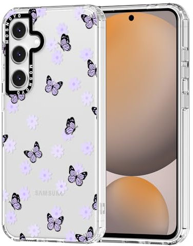 MOSNOVO Cover per Samsung Galaxy S24 FE - Custodia Trasparente Sottile Antiurto in TPU+PC per Telefono [Protezione Caduta da 6,6 Piedi/Anti-Peel] - Farfalla Lilla