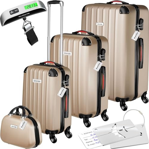 TecTake® Set de Valise de Voyage 4 Tailles Valise Grande Taille Valise Cabine Petite Valise Sacs de Voyage Valise Maternité ABS avec roulettes Pivotantes 360° Cadenas Poignée télescopique