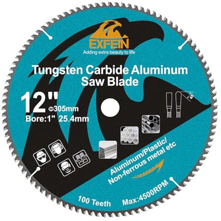 EXFEIN 305mm Aluminum and Non-Ferrous Metal Cutting Disc with Bore 25.4mm, 100 TCG Teeth Fine Cutting for Metal & Plastic