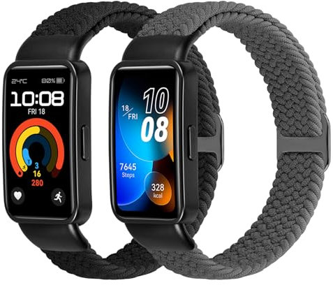Janpso Correas trenzadas compatibles con Huawei Band 10/Huawei Band 9/Huawei Band 8 para mujeres y hombres, pulsera de repuesto de nailon trenzado elástico ajustable para Huawei Band 10/9/8