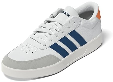 adidas Men's BREAKNET 3.0 Shoes, FTWR White/Dusky Petrol/Lucid Orange, 7.5 UK