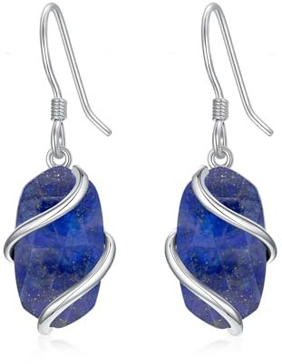 OCJ Lapislazuli Ohrringe für Damen 925 Sterling Silber Oval Lapislazuli Earrings Edelstein Schmuck Geschenk für Frauen