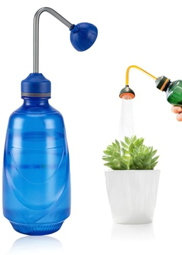 Gießkanne Klein für Keimlinge, 450ml 2-in-1Ballbrause mit Brausekopf oder Feinstrahl-Düse, Mini Gießkanne Zimmerpflanzen, Kleine Giesskanne Gießball Brause für Pflanzen Bonsai und Samen (1, Blau)