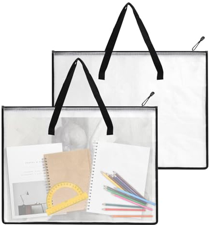 Yeqqzq Kunst-Portfolio-Taschen, 48,3 x 63,5 cm, Portfolio-Organizer, Künstlerbedarf-Organizer mit Griff, Netz-Ordner für Poster, Sammelalben, Andenken und Pinnwand, 2 Stück