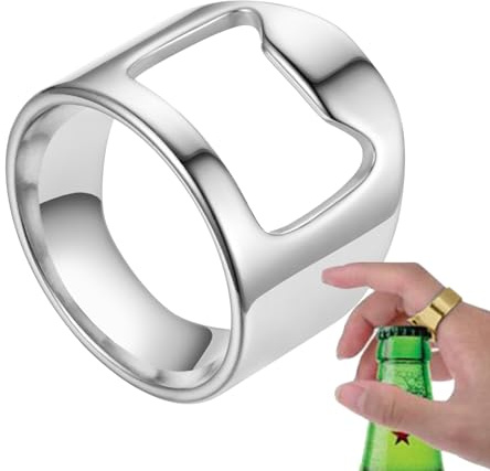 Abridor de botellas con anillo de barman,Anillo abridor de botellas de barman, Abridor de de cerveza portátil, Herramienta de barra creativa de acero de titanio, elegante y versátil herramien