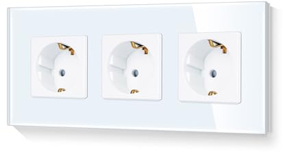 LIAONFOY Schuko Triple Steckdose mit Kindersicherung Unterputz 3 Fach Wandsteckdose Glasrahmen Weiße 16Amp 110-250V 228mm
