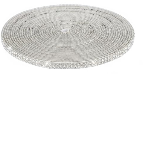 1 Rolle Strasssteine Selbstklebend Auto Strass Aufkleber Strassband 5mm x 5m Glitzerband Selbstklebend Strassstreifen Glitzer Kristall Diamantband für Damen DIY Auto Zubehör Innenraum Deko(Weiß)