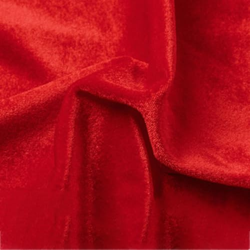 Vayliro 3m x 2m Samtstoff Meterware Vorhangstoff Bekleidungsstoffe Samt Stoff Pannesamt Stoff Dekostoffe für DIY Nähen Kunsthandwerk Kissen Kleid Bühnentuch Hintergrundtuch Tischdecken,Rot