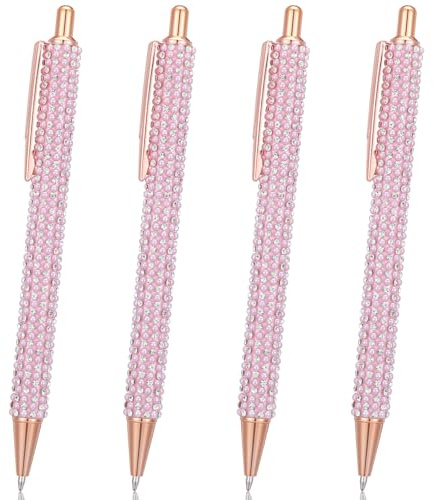 HaiFafafaing 4 Stück Kugelschreiber Rosa Kugelschreiber Strass | Retractable Ballpoint Pens