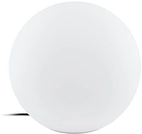 EGLO LED Garten Kugel Monterolo, runde Gartenlampe | Gartenbeleuchtung aus weißem Kunststoff, inkl. E27 Leuchtmittel, warmweiß, Ø 39 cm, IP65