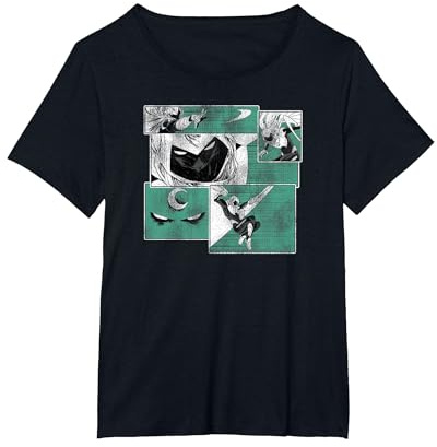 Marvel Moon Knight Panels T-Shirt, Damen Große Größen, Schwarz, 3X