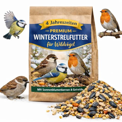 10 kg Premium Winterstreufutter für Wildvögel, 4 Jahreszeiten, Vogelfutter Streufutter mit Sonnenblumenkernen und Getreide