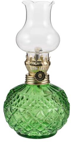 INOOMP Öllampe mit Verstellbarem Docht aus Glas und Eisen im Retro Stil Vintage Langlebige Petroleumlampe für Wohnzimmer und Notbeleuchtung