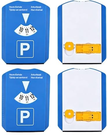 LUDHEP Set 2 Disco Parcheggio Auto Multifunzione, Disco Orario Multifunzione 5 in 1, con Raschietto Ghiaccio, Misuratore Battistrada e Distributore Monete