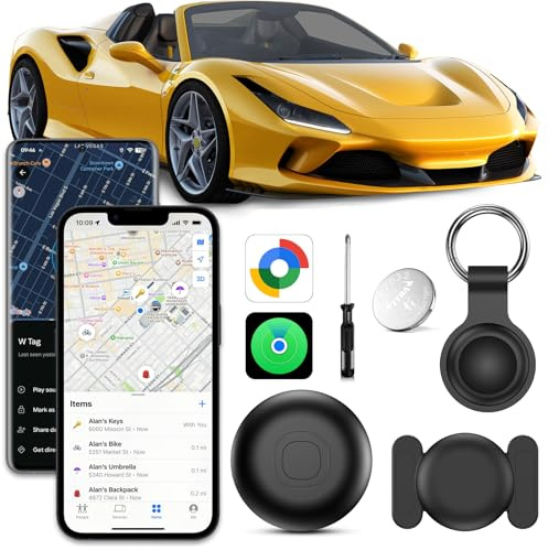 GPS Tracker Auto, Magnetisch Auto Tracker ohne ABO, Kompatibel mit iOS & Android, Wasserdichter Smart Tag, Globale Ortung Versteckter Tracker, IP68 Wasserdicht, Austauschbarer Akku