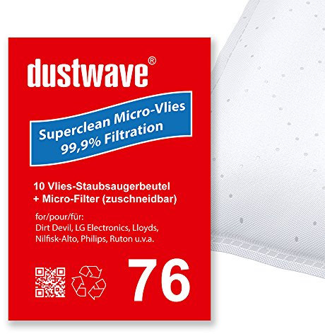 Dustwave® Lot de 10 sacs d'aspirateur compatibles avec Philips TCX 537 Classique Aspirateur traîneau de marque - Fabriqué en Allemagne