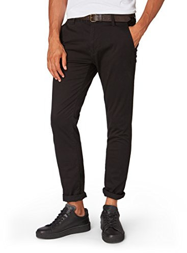 TOM TAILOR DENIM Herren Skinny Chino mit Gürtel Hose, Schwarz (Black 2999), 30W / 34L