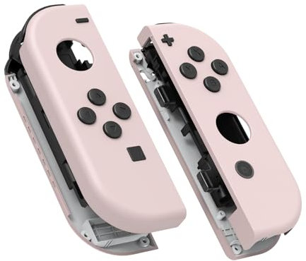 eXtremeRate Cover Joycon Scocca Tasti DIY Ricambio per Nintendo Switch/Switch OLED,Shell Grip Custodia Case Guscio Pulsanti per Joystick Controller,Senza Joycon-Rosa