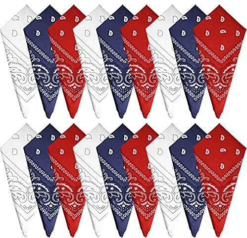 FEPITO 18 Stück Paisley Bandanas Verschiedene Cowboy Bandanas Unisex Neuheit Print Kopf Wickelschal Armband für Erwachsene und Kinder (3 Farben)